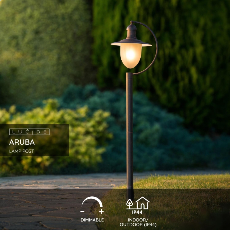 Lucide ARUBA - Stĺpik svietidla Outdoor - 1xE27 - IP44 - Rust Brown